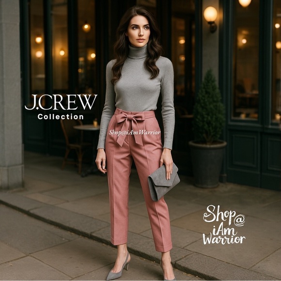 J.Crew Collection pink rose tie-waist high waisted pants *shop@iamwarrior - Picture 1 of 10